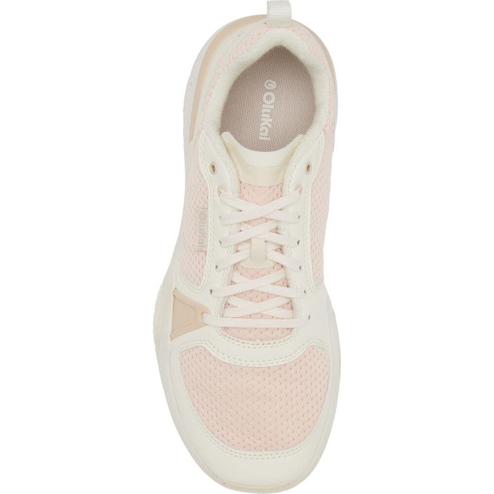 OluKai Women’s Athletic Sneakers – Blush Pink & Cream Mesh Lace-Up Comfort Shoes
